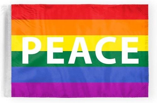 Peace Flag-Single Sided Printed-Brass Grommets-FadeProof Colors - Picture 13 of 15