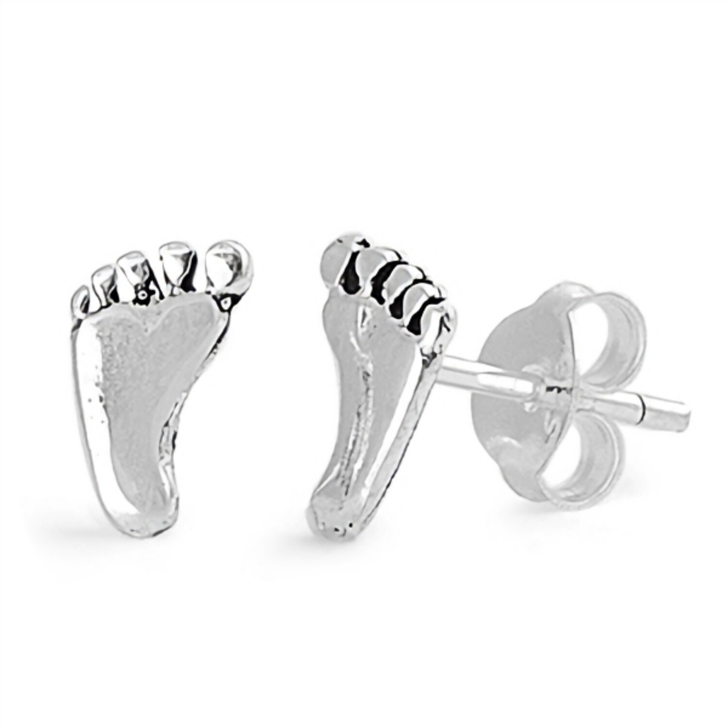 Feet Earrings 925 Sterling Silver 7mm Fashion Studs Push Back