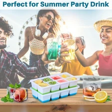 Large Ice Cube Molds,  2 Pack Silicone Large Square Ice Cube Trays with Lids ...