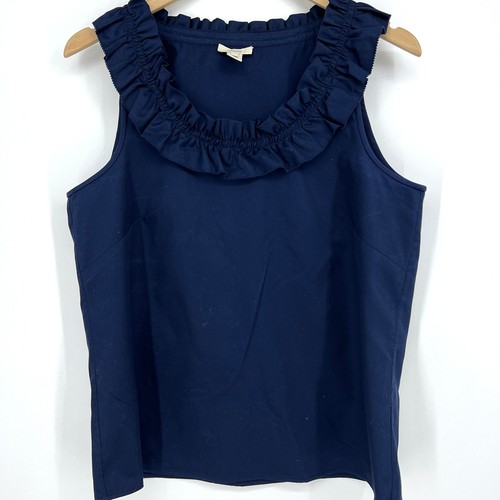 J. Camicetta girocollo senza maniche blu navy collo arricciato taglia 10 - Foto 7 di 7