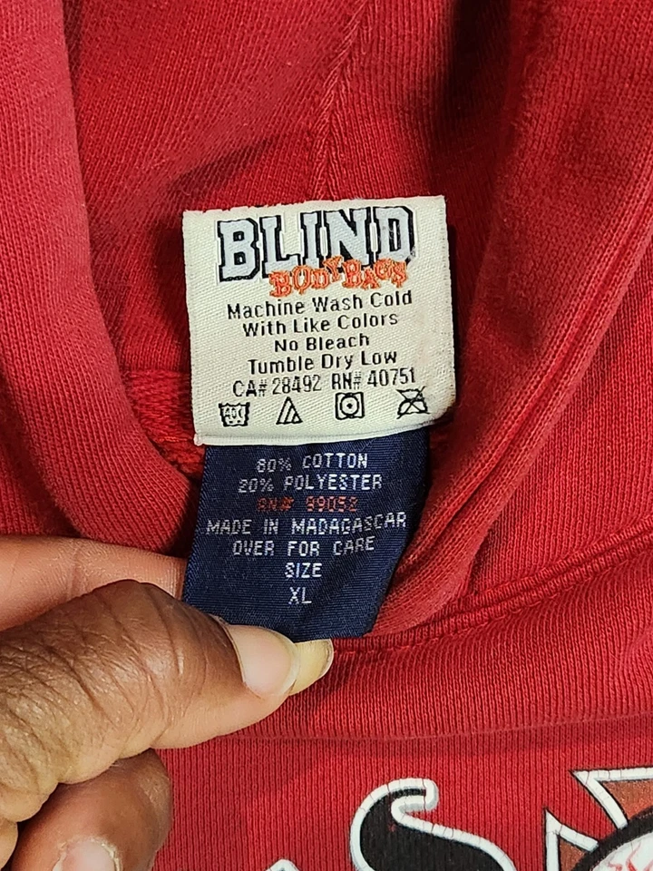 Monopatín con capucha vintage ciega juvenil XL rojo Foto 4 de 4