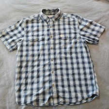 Carhartt Relaxed Fit Plaid Short Sleeve Button Down Work Shirt Mens Large