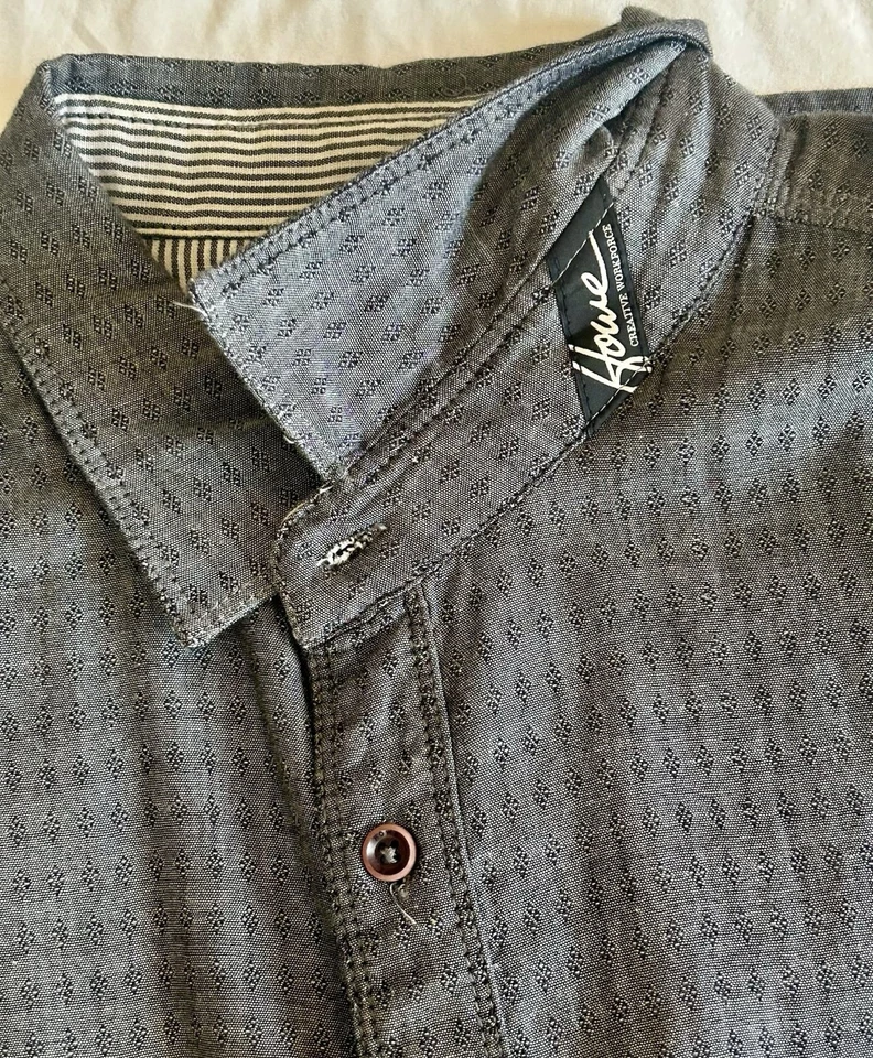 Howe Creative Workforce Button Up Washed Grey Diamond Print XXL Long Sleeve - Image 2 of 4
