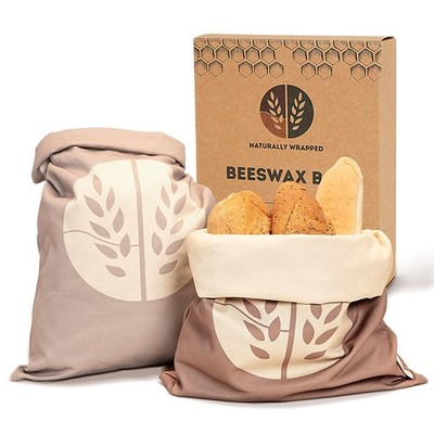 Reusable Beeswax Bread Bags for Homemade Bread (2 Pack)   Extra Thick Cotton,...