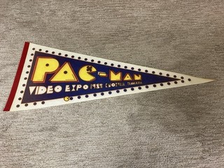 Pac Man 1982 Worlds Fair Wall Pennant Arcade Video Game Collectible NOS RARE