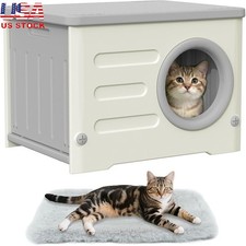 Durable Outdoor Cat House Weatherproof Plastic Shelter Easy Assembly Pets New