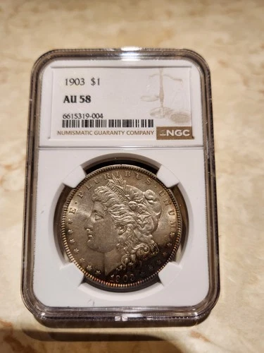 1903 NGC AU58 Morgan Silver Dollar (((KEY DATE))) NICE TONED COIN!