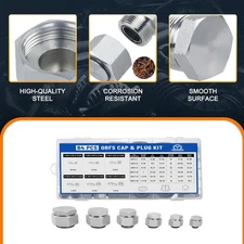 64Pcs ORFS O-Ring Plug Cap Hydraulic Flat Face Seal Fittings ORS Kit 4-16mm