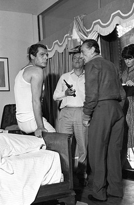 Marcello Mastroianni with Italian directors and actors Eduardo De- Old Photo
