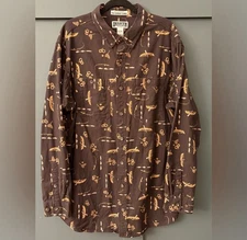 Duluth Trading Co. XL Tall Flannel Button Down Shirt Eclectic Fishing Pattern