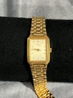 Seiko Tank Watch Women 18mm Champagne Dial Gold Tone Rectangle V401-5129 NewBat0
