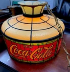 Vintage Coca Cola Hanging Lamp ceiling Billiards Light Shade Fiberglass 70s
