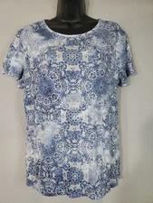 Croft & Barrow T-shirt Women's Size Large Short Sleeve Classic Tee Floral