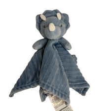Tahari Blue Dinosaur Lovey Triceratops Dino Security Blanket Baby Plush Snuggle