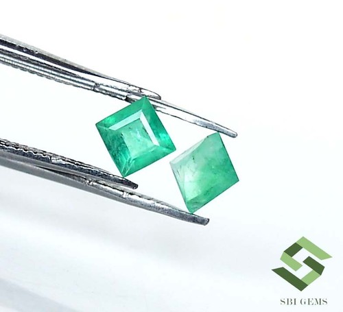 4x4 mm Natural Emerald Square Cut Pair 0.81 CTS Loose Certified Gemstones - Picture 4 of 8
