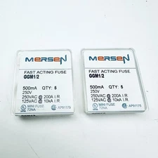 Lot of 10 Mersen GGM1/2 Fast Acting Miniature Fuse Glass Body, 500mA, 125/250V