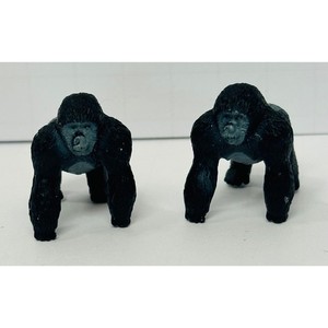 Silverback Gorilla Miniature 1.25" Black Plastic Animal Figurine Toys Lot of 2