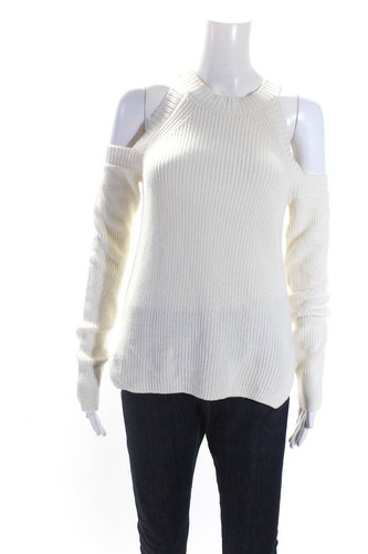 Rag & Bone Jean Womens White Cotton Cold Shoulder Long Sleeve Sweater Top Size S