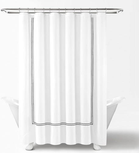 Luxury Hotel Collection Shower Curtain, 72" x 72", Black & White Embroidery - Picture 8 of 10