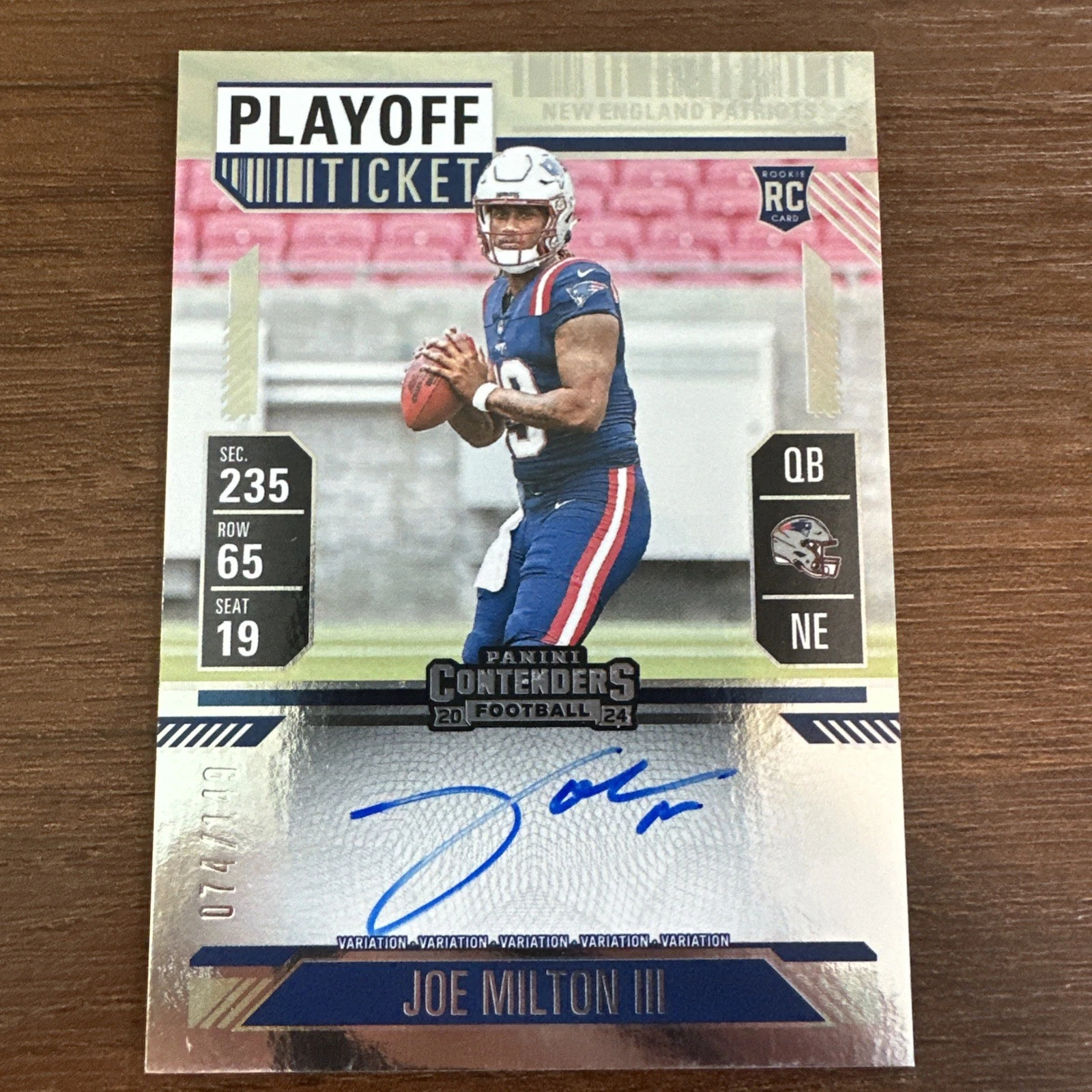 2024 Playoff Contenders - Playoff Ticket - Joe Milton Auto RC /149