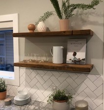 Reclaimed Barnwood Floating Shelf Rustic Solid Wood Wall Display Shelf USA Made