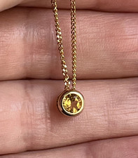 9 ct Gold Natural Round Citrine Sliding Pendant Bezel Set 5mm - No Chain