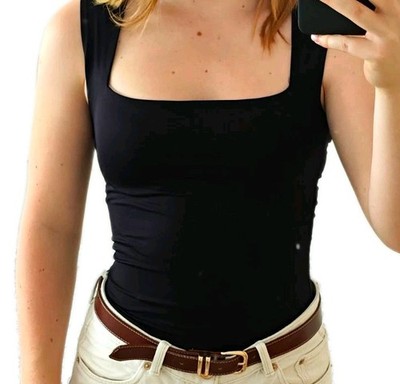 New Yorker Damen Top Basic ärmellos breite Träger eckiger Ausschnitt S schwarz