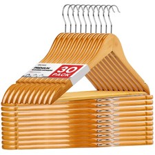 Wooden Hangers 30 Pack, Heavy Duty Wood Hangers for Coats, Suits, Jackets, Cl...