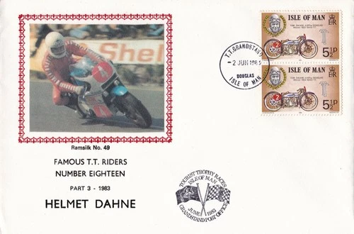 Isle of Man Famous TT Riders FDC - Helmet Dahne 1983