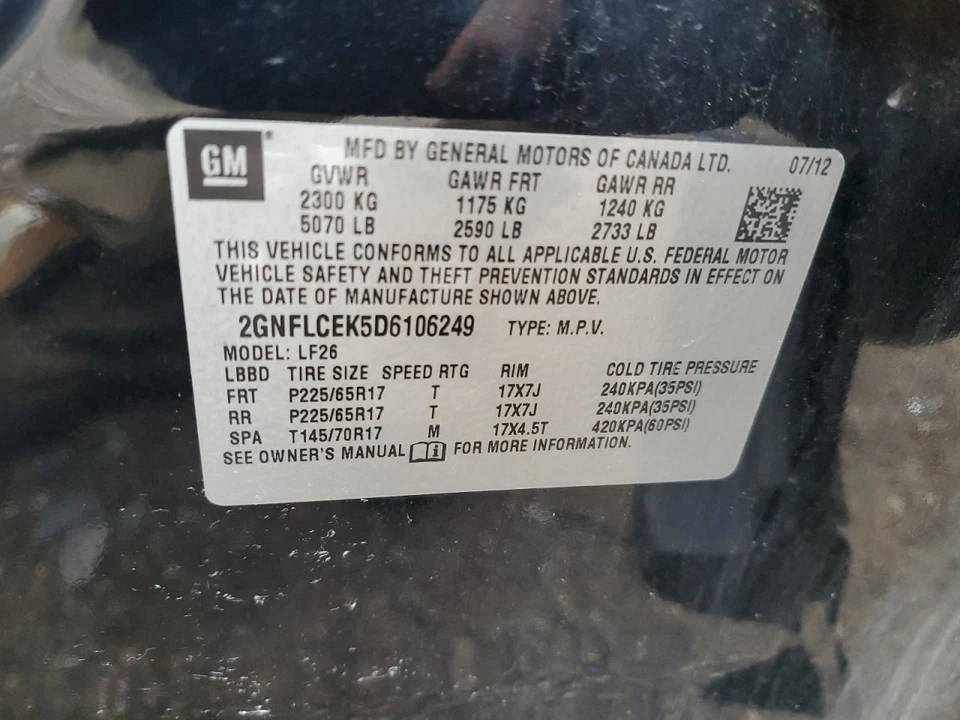 2013 Chevrolet Equinox Passenger Side Mirror Assembly Black Used B Grade - Image 4 of 4