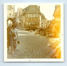 Old Vintage Square Color Photo PAIR WOMEN ROTHENBURG GERMANY ABSTRACT LIGHT