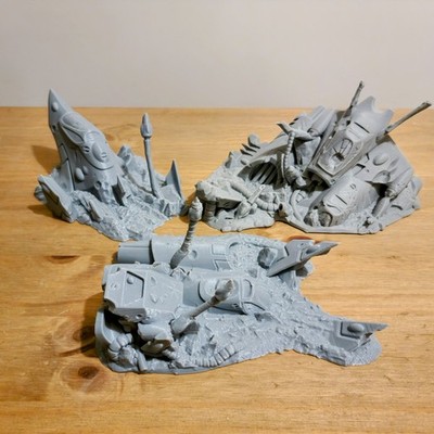 Crashed Ships | Sci-Fi Fahrzeug Wrack Scatter Terrain | Sci-Fi Wargaming Terrain
