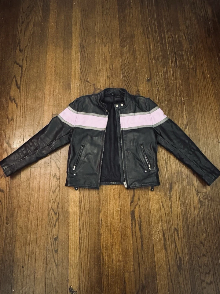 Chaqueta de moto de cuero negra años 90 vintage, talla pequeña Foto 4 de 4
