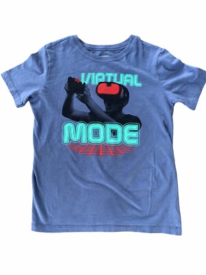 Carters Kid s Boys Tee Shirt Size 10/10A Blue Virtual Mode Short Sleeve