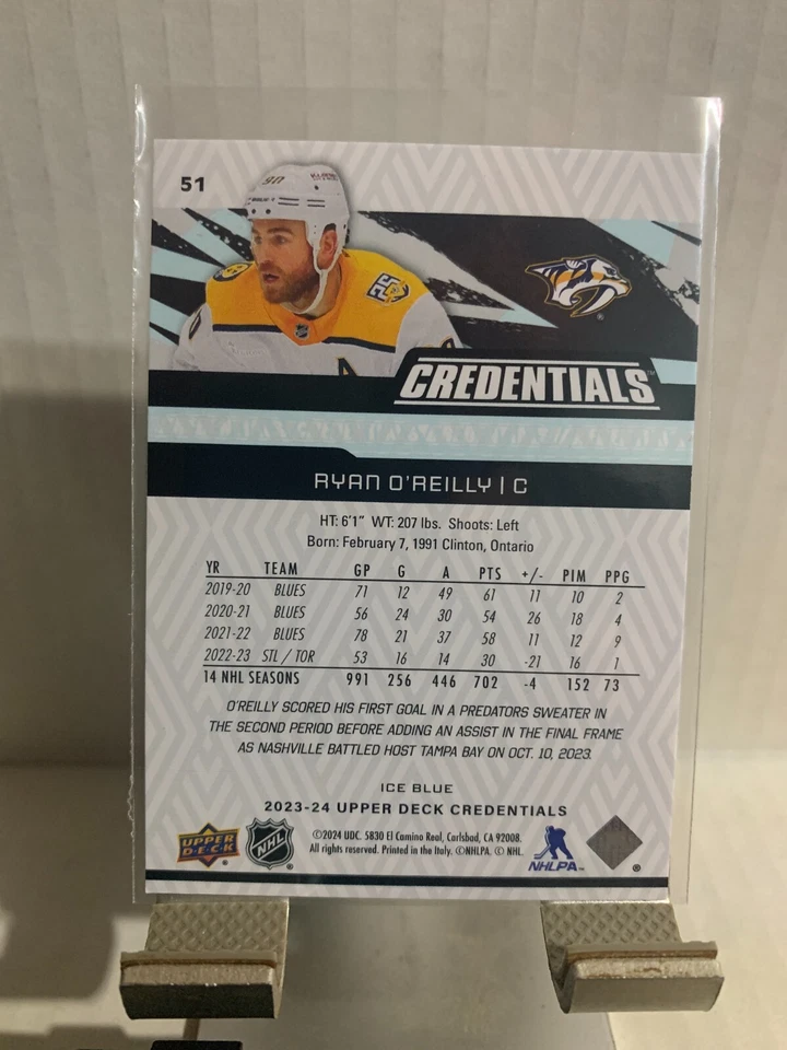 2023-24 Upper Deck Credentials Ice Blue Ryan O'Reilly #51 Nashsville Predators - Image 2 of 2