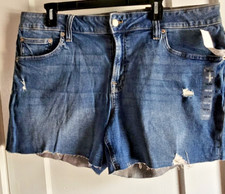 NWT GAP WOMAN 18/34 denim shorts stretch mid rise 5" inseam frayed