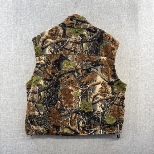 Cabelas Fleece Vest Mens XL Brown Camo 3D Full Zip Hunting Logo Pockets Outdoor - Picture 12 of 16