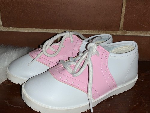 PITTER PATTER Saddle Oxford PINK & WHITE Vintage Toddler Shoes Sz 8 ❤️sj17j16 - Picture 6 of 10