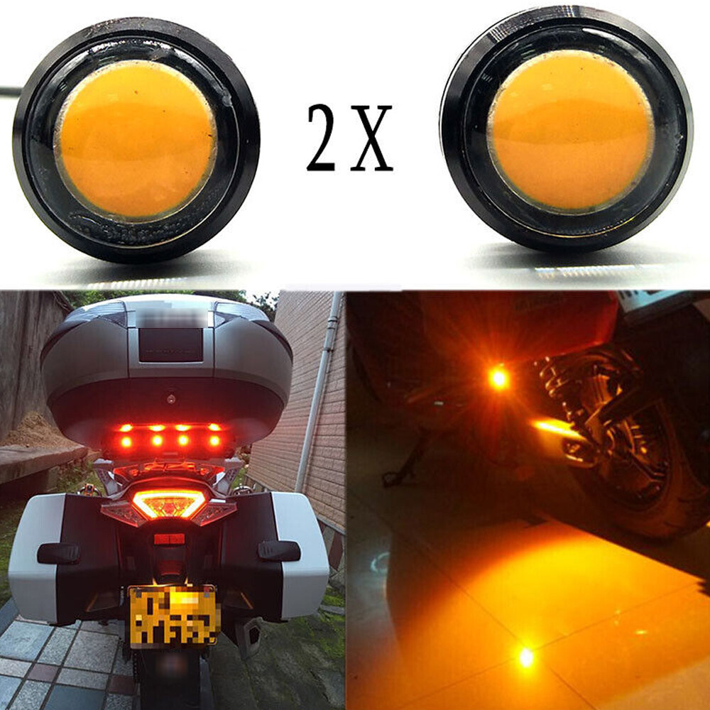 4x Amber 23mm LED Turn Signal Lights For Motorcycle Chopper Bobber – Black Dome, 3W, 12V, Direct Fit