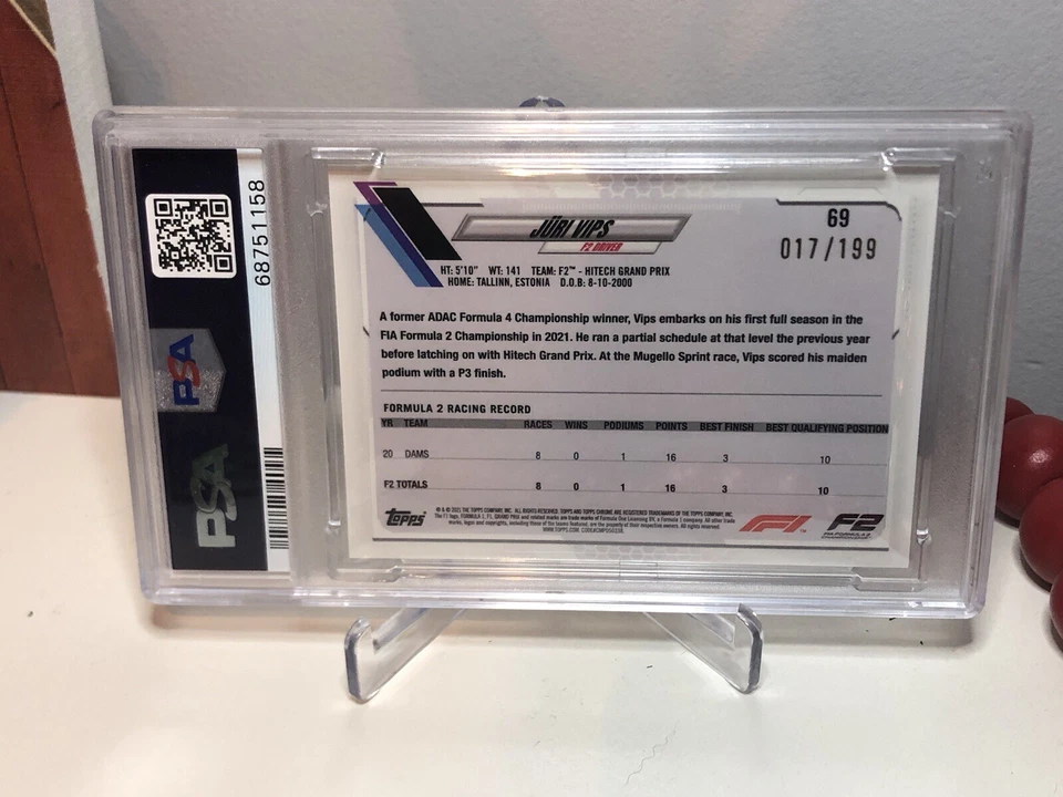 2021 Topps Chrome Formula 1 Juri Vips F2 Future Stars Chartreuse Sapphire/199 - Image 2 of 2