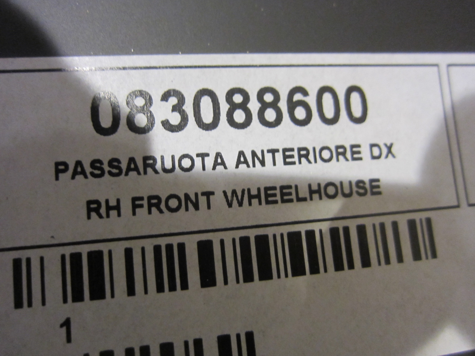 Ferrari 599  - RH Front Wheelhouse - NEW - P/N 83088600