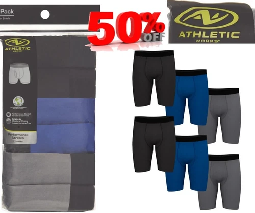 Athletic Works Men's 3XL 48-50 Pro Form Boxer Brief Long Leg, 6 Pack  NEW - Picture 1 of 13