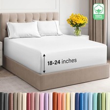 Extra Deep Pocket, 100 Cotton 400 Thread Count 4 Piece Sheet Set by CGK Linens