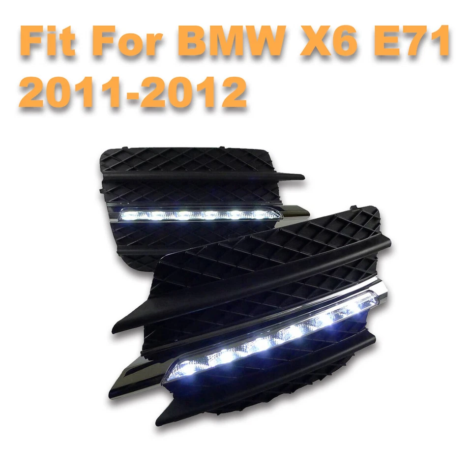 Par de luzes de circulação diurna LED brancas lâmpadas de neblina para BMW X6 E71 2009-2012 - Imagem 2 de 4