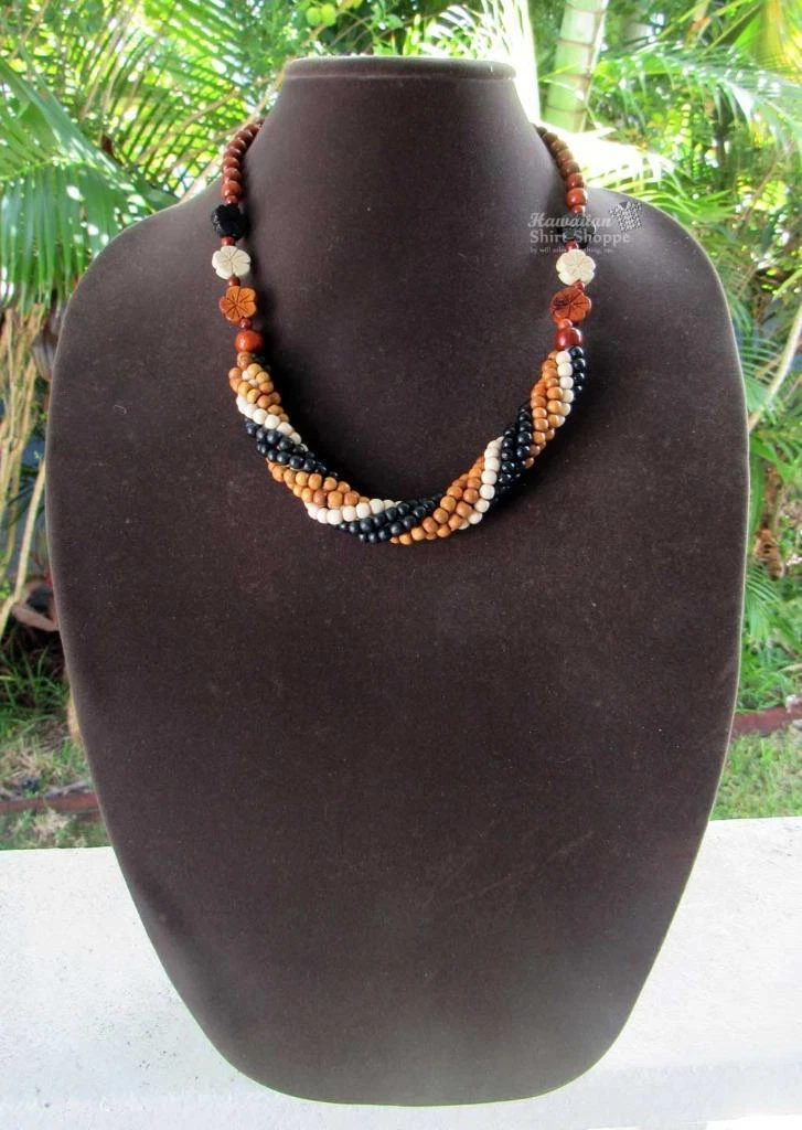 Hawaiian koa cheap wood bead necklace
