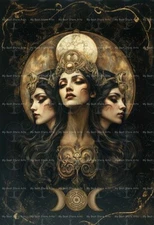 HECATE TRIPLE MOON ART PRINT, Poster Witchy, Witchcraft Greek Gothic Decor D782