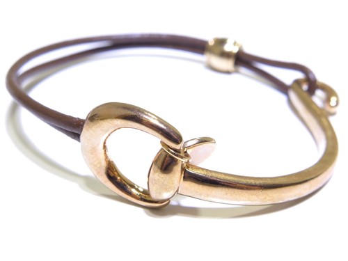 Ladies Fancy Leather & Steel Wrap Around Stunning Hook Lock Bracelet - Picture 1 of 6