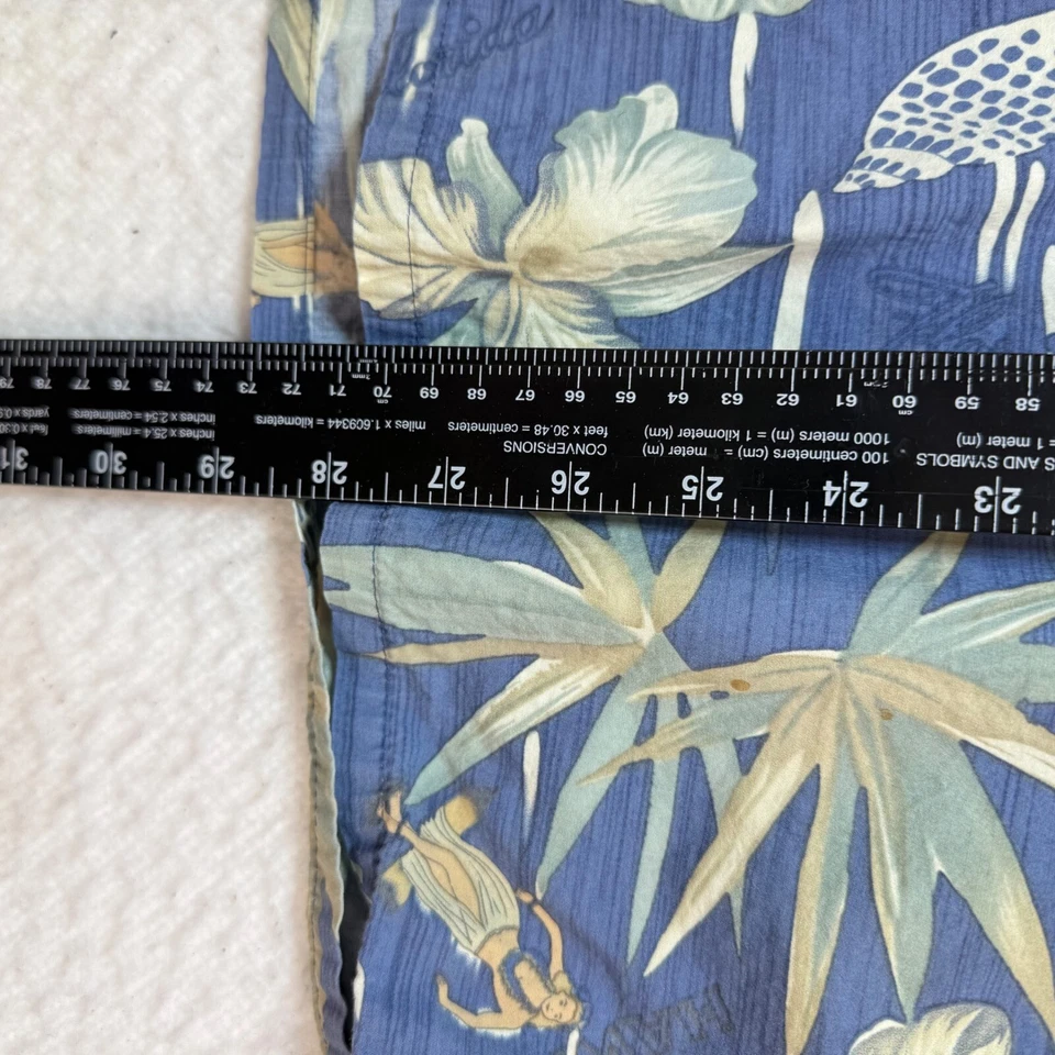 MY MODA XL mens shirt Hawaiian Shirt Floral Print Button Up Short Sleeve Blue - Image 2 of 4