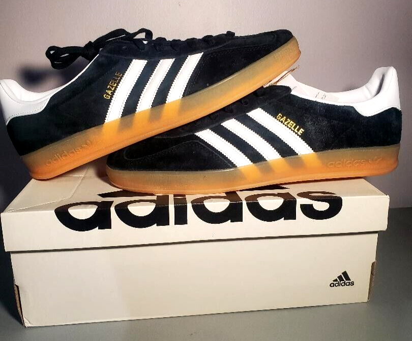Size 12.5  Mens - Adidas Gazelle Indoor Black White Gum