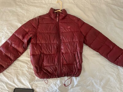 Women's Retro Levi's Red Puffer Jacket S Down 90s UK
